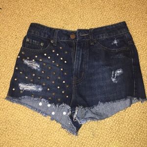 Studded high waisted denim shorts from urban